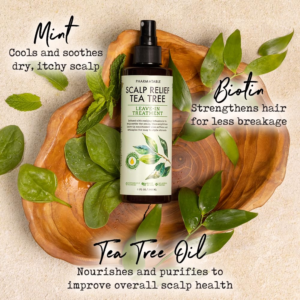 Tea Tree Leave-In Conditioner Spray – Hydrating Scalp Treatment for Dandruff, Dry & Itchy Scalp, Psoriasis Care – Detangles, Nourishes & Soothes Hair