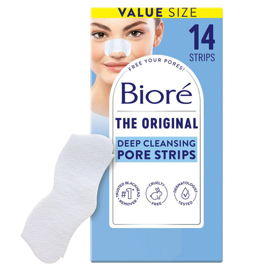 Bioré Blackhead Remover Nose Strips – Deep Cleansing, Instant Pore Unclogging, C-Bond Technology, Oil-Free, Non-Comedogenic, 14 Count