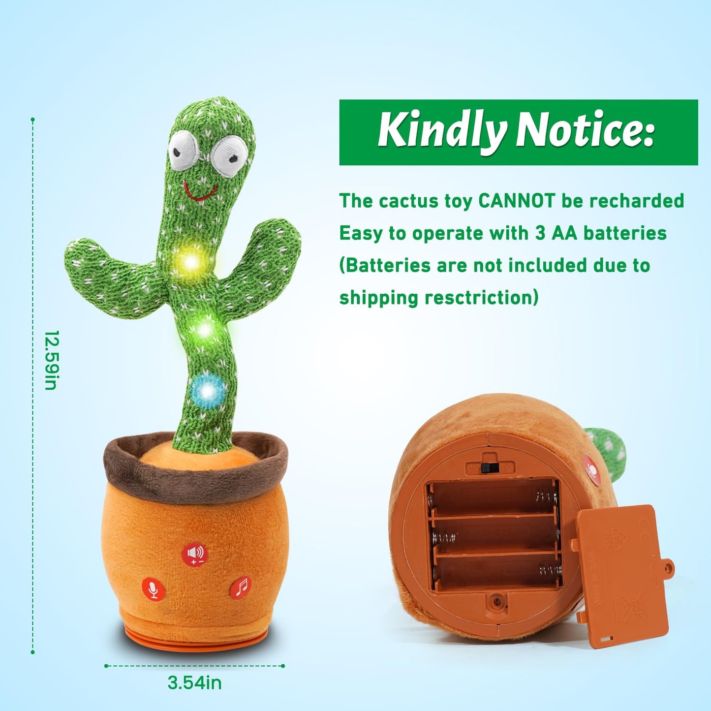 Invasgi Dancing Talking Cactus Toy, Toddlers' Mimicking Singing Cactus Toy Records Repeats What You Say, 120 Songs with Adjustable Volume Baby Toys for Girls Boys for Christmas Birthday