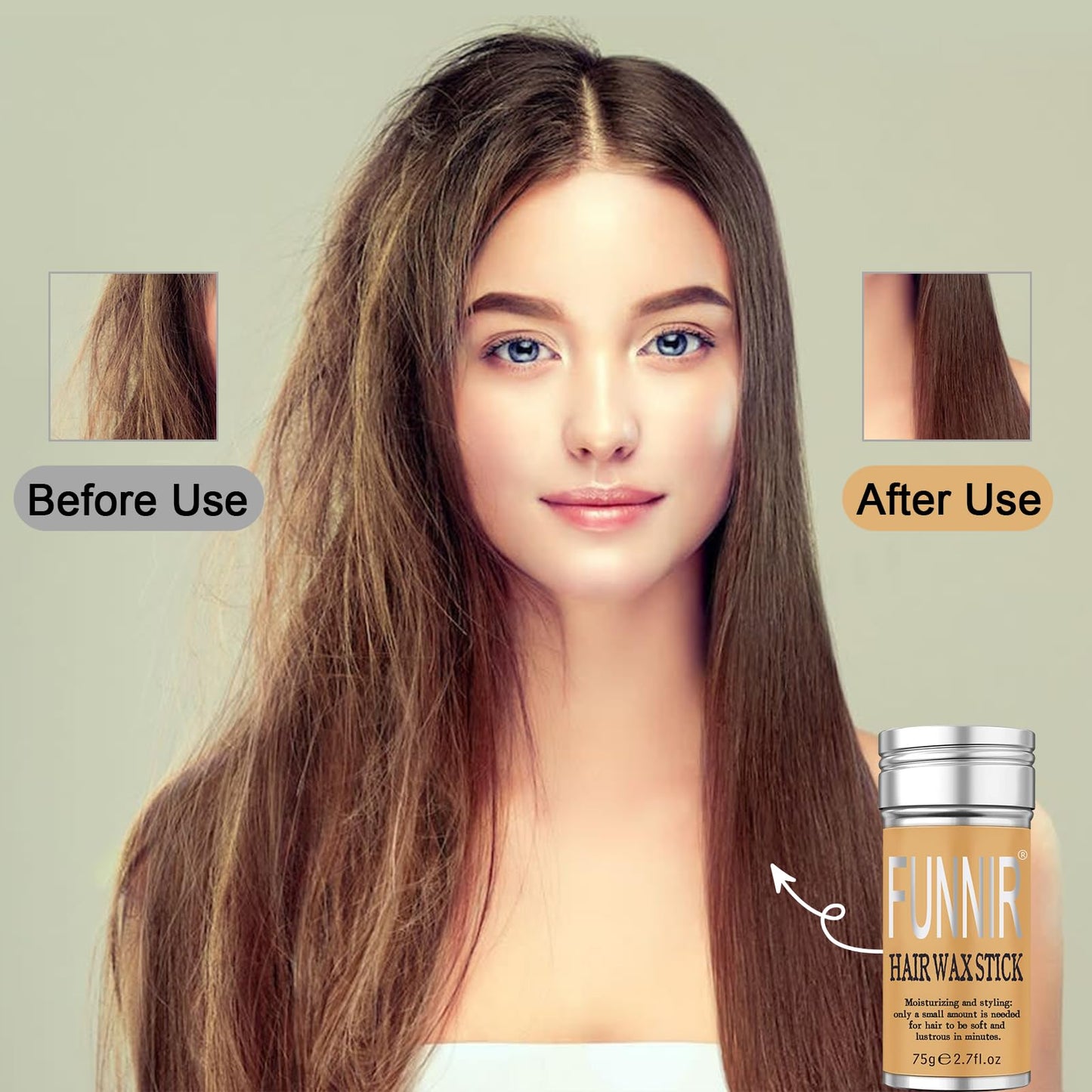 FUNNIR Hair Wax Stick for Slick, Frizzy Hair and Edge Control,Bun Maker & Styling Waxes for Kids & Women & Men