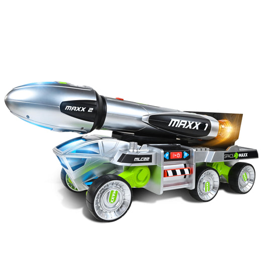 Sunny Days Maxx Action 3-in-1 Blast Off Booster Rocket Toy with Lights, Sounds & Motorized Drive – Includes Vehicle, Rocket & Capsule