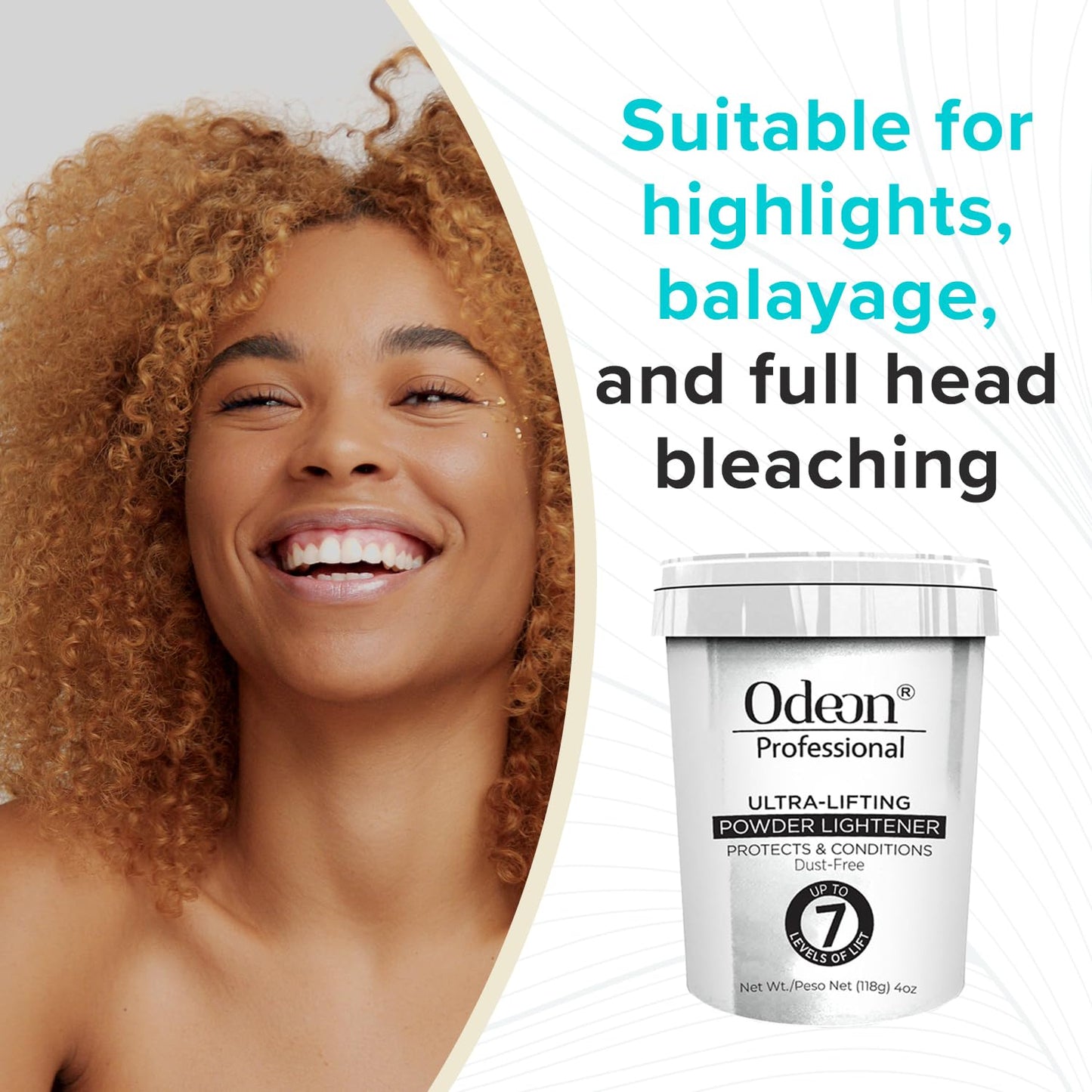 Odeon Professional Ultra-Lifting Hair Bleach Powder 4oz – Lightens Up to 7 Levels – For Balayage, Highlights & Full Hair Bleaching – All Hair Types