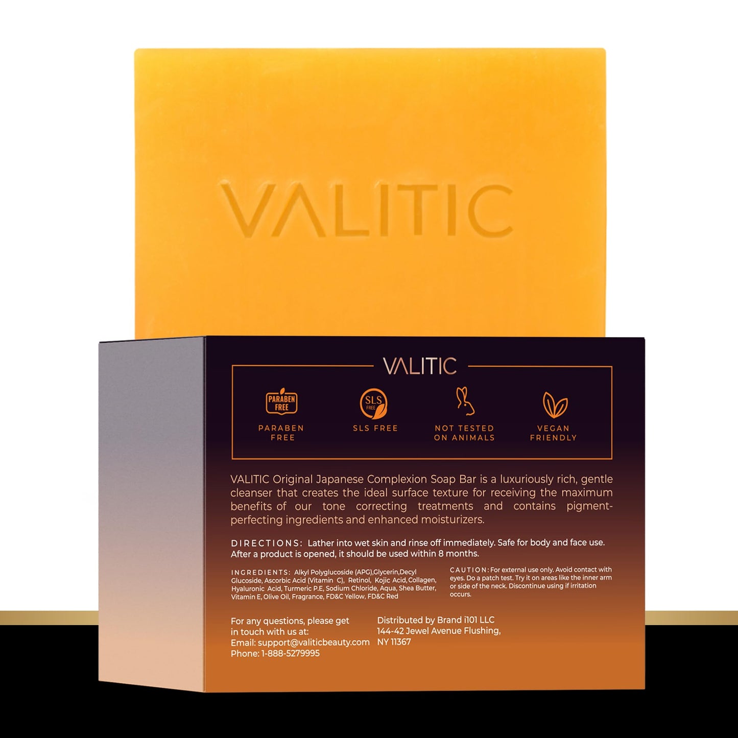 VALITIC Kojic Acid Soap with Vitamin C, Retinol & Turmeric for Dark Spots – Japanese Complex with Collagen, Hyaluronic Acid & Vitamin E, 2 Pack