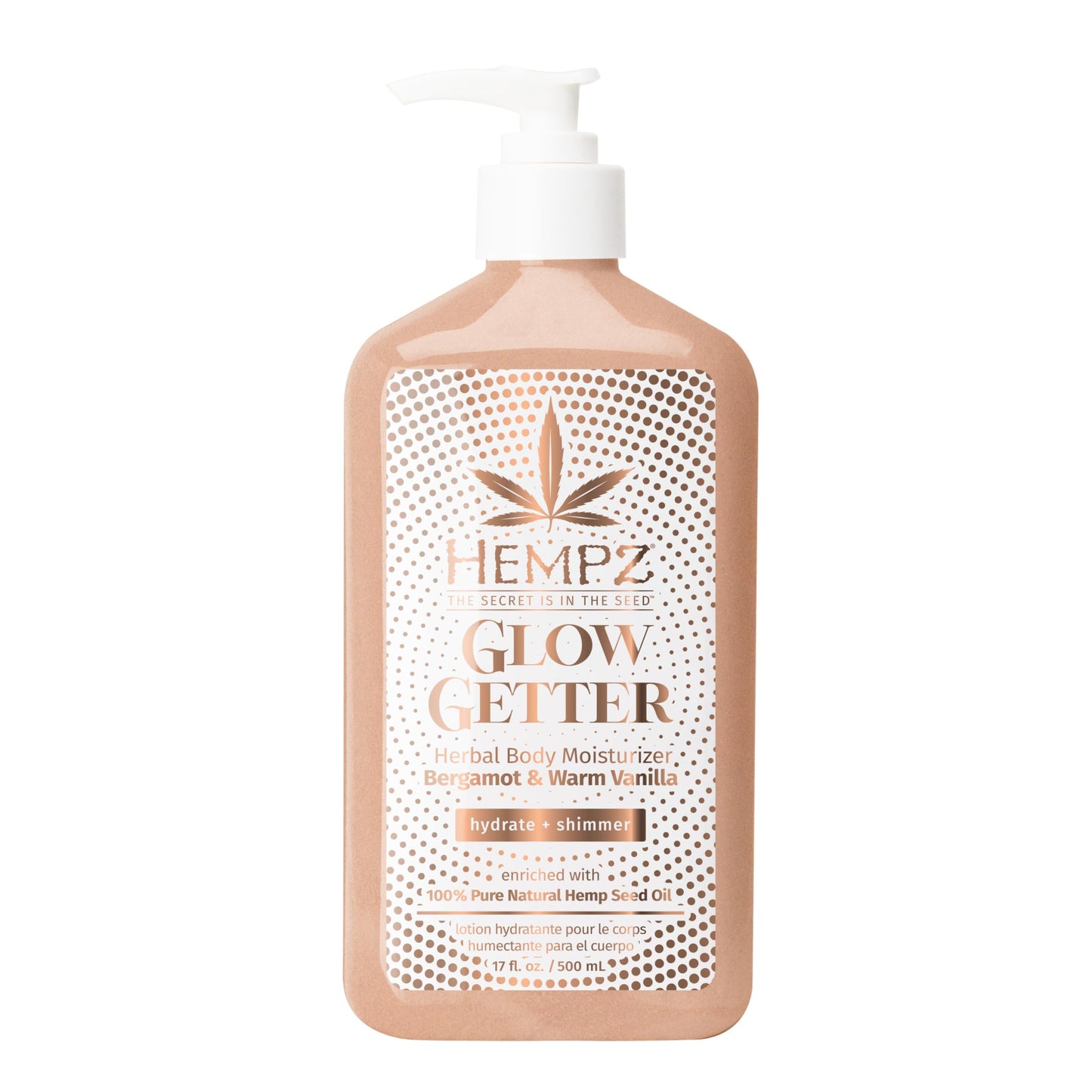 Hempz Glow Getter Body Lotion, Hydrating Moisturizer with Shimmer, 17 oz.