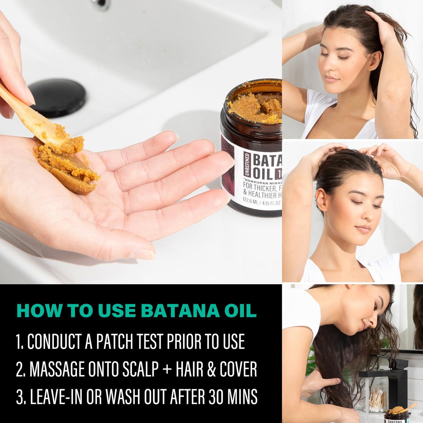 Unrefined Batana Oil for Hair Growth - Authentic & Organic Dr Sebi Batana Hair Mask from Honduras - Natural Hair Growth Oil - 4 Ounce Jar