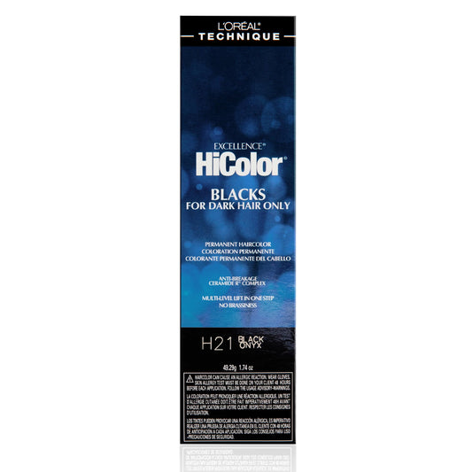 L'OREAL TECHNIQUE HiColor H21 Black Onyx Hair Dye | Violet & Black Permanent Color for Dark Bases | Anti-Breakage Ceramide R Complex, No Brass, Long-Lasting