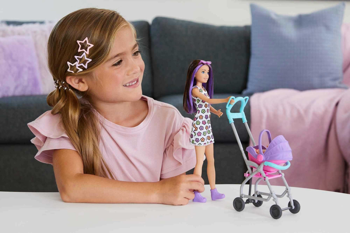 Barbie Skipper Babysitters, Inc. Playset with Skipper Babysitter Doll (Brunette), Stroller, Baby Doll & 5 Accessories, Toy for 3 Year Olds & Up
