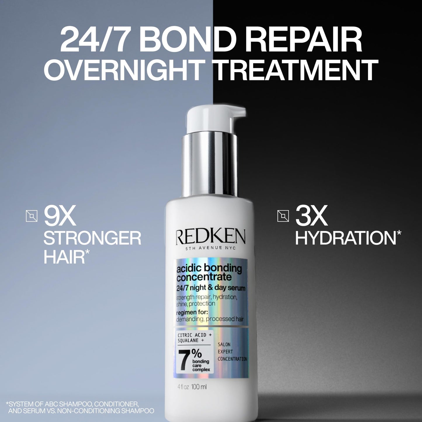 Redken Acidic Bonding Concentrate 24/7 Night & Day Serum For Damaged Hair - Nourishes & Restores, Overnight Hair Repair & Protection, Lightweight & Anti-Frizz
