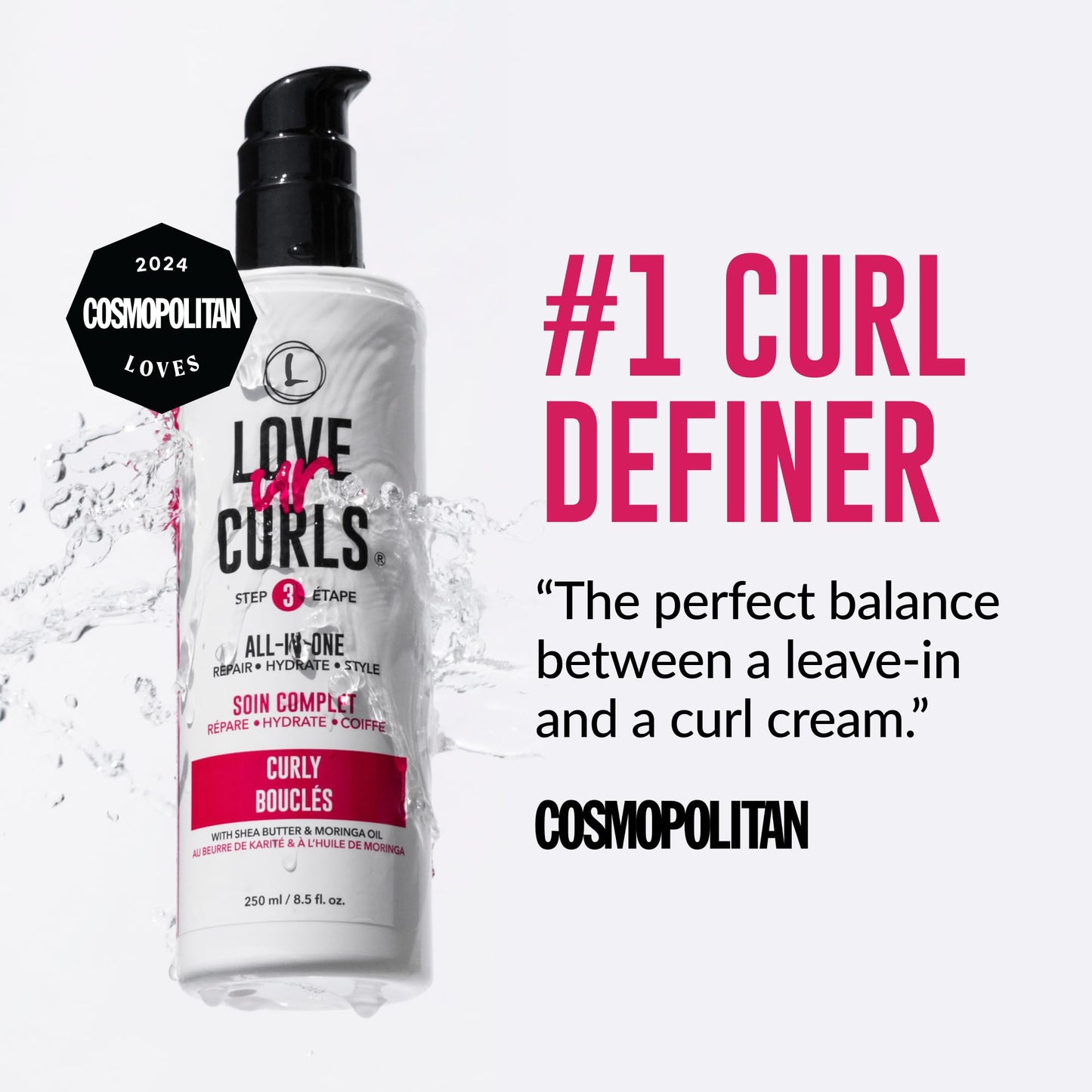 Love Ur Curls - Shampoo & Conditioner Set with All in One Curl Cream Styler for Curly Hair, 3 Step System for Repair and Moisturizing