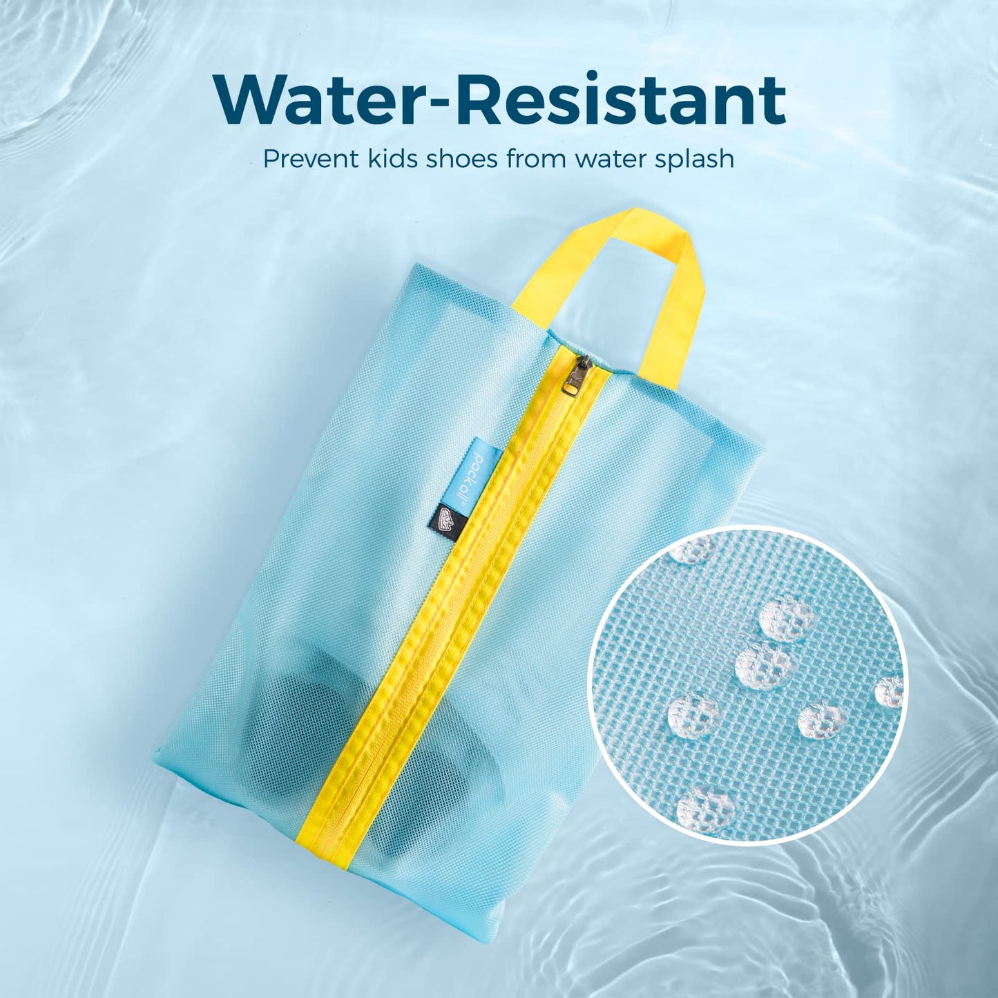 pack all Kids Shoe Bag for Travel, Water-Resistant Shoe Pouch for Gym, Odor-Resistant Soccer Cleats Bag for Sport, Cute Design for Girls, Boys, Toddlers (Blue)