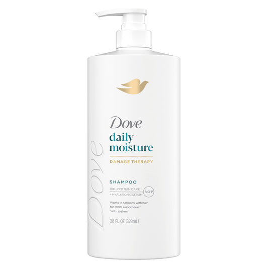 Dove Damage Therapy Shampoo Daily Moisture for Dry Hair with Bio-Protein Care Technology and Hyaluronic Serum 28 Fl Oz