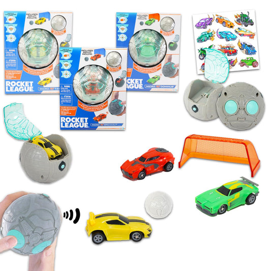 Rocket League RC Toy Cars Set for Kids - 3 Vehicles: Dominus, Takumi & Breakout with Tattoos | Boys Remote Control Playset