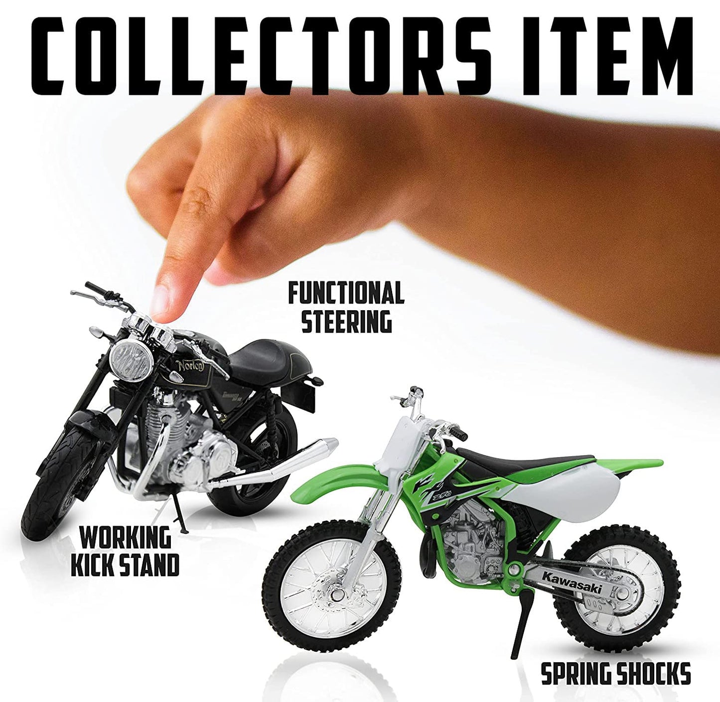 Welly Die Cast Motorcycle Yellow Suzuki RM250, 1:18 Scale, Collectible Model Dirt Bike