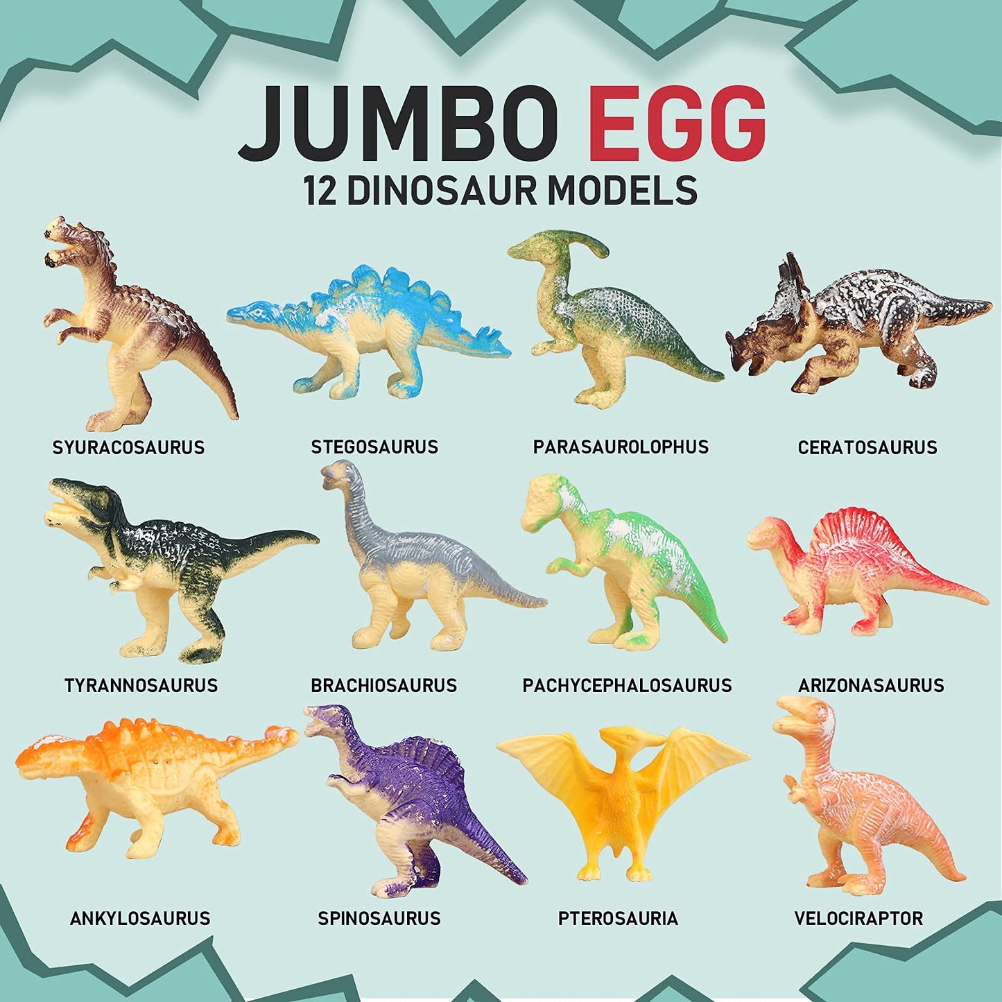 Woumserta Jumbo Dino Egg Dig Kit with 12 Dinosaur Toys – Excavation Playset for Kids 5-12, Birthday Gift for Boys & Girls