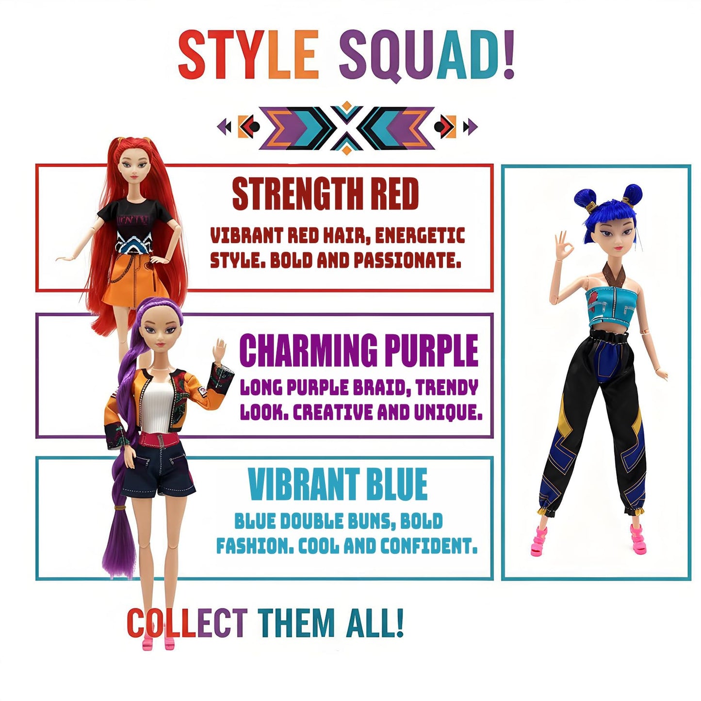 Yewmow Hunter Fashion Doll,New 11.5'' Hunter Fashion Doll for Kids,Made to Move Hunter Fashion Dolls,Great Gift Idea for Enthusiasts and Fans (D-3PCS)