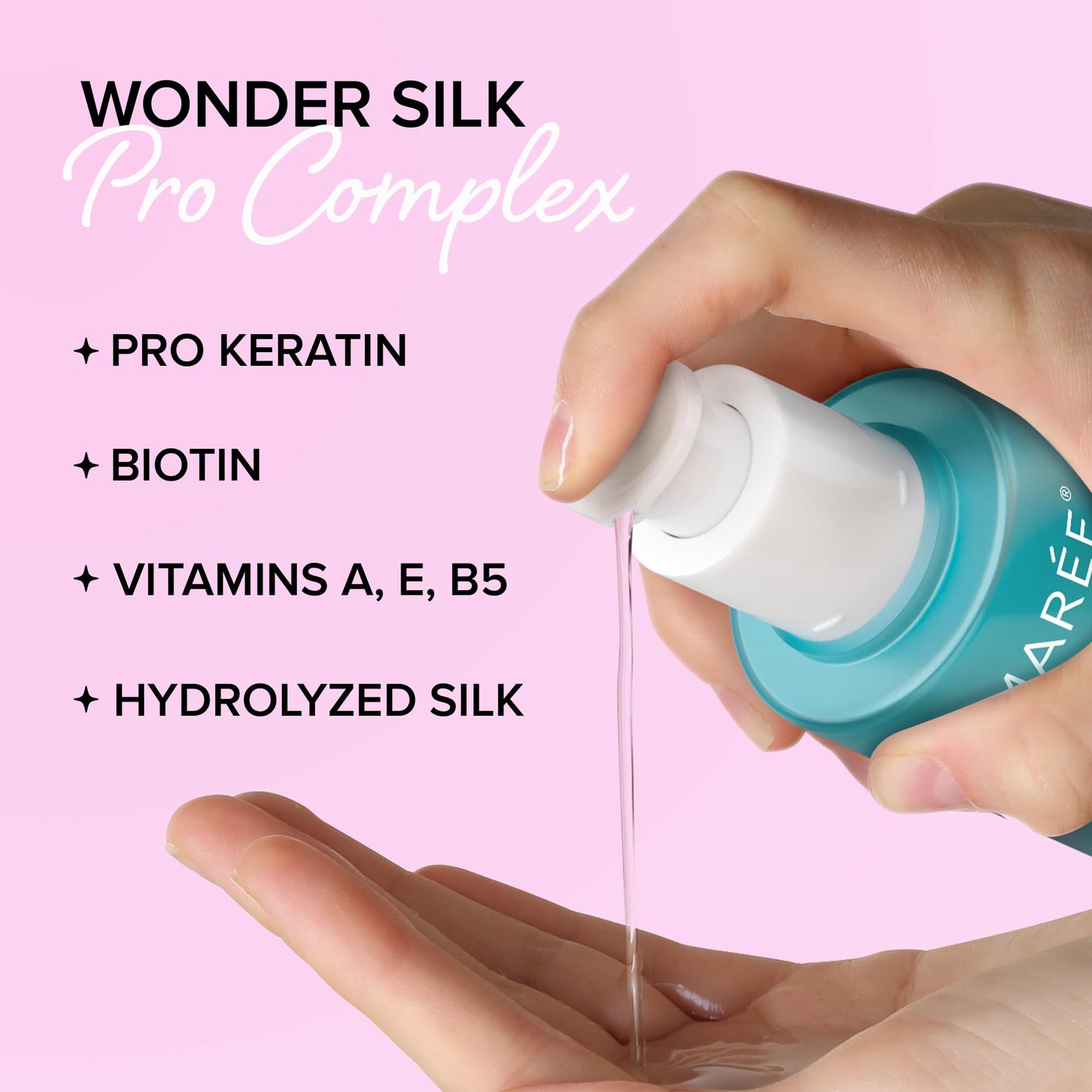 MAREE Hair Oil for Frizzy & Damaged Hair 3.4 fl oz | Argan, Biotin & Keratin Serum | Vitamins A, E, B5 | Anti-Frizz Control for Curly Hair