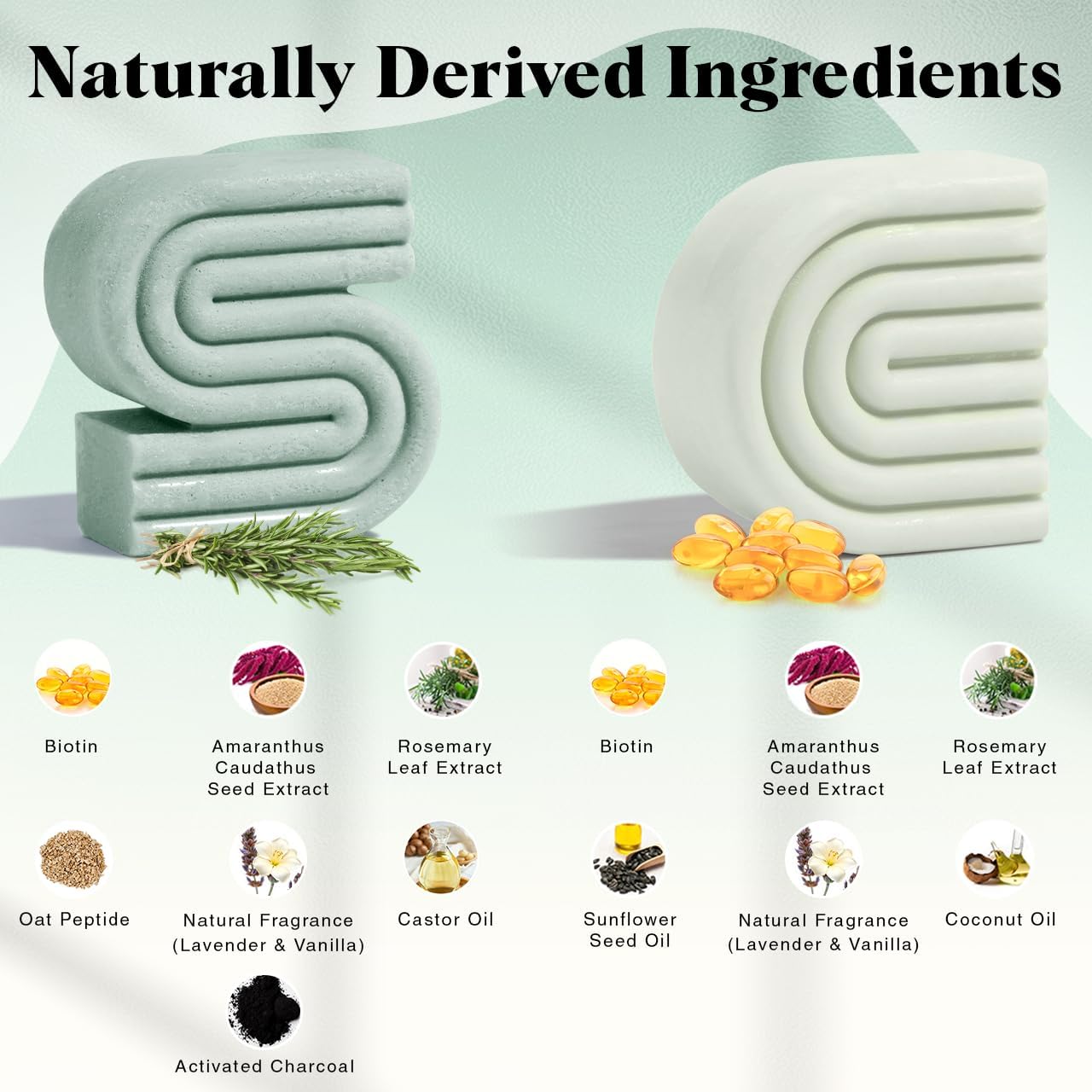 Kitsch Rosemary & Biotin Shampoo & Conditioner Set - Hair Growth, Strengthening & Volumizing Bars - Sulfate, Paraben & Silicone Free, 2 Pack, USA Made