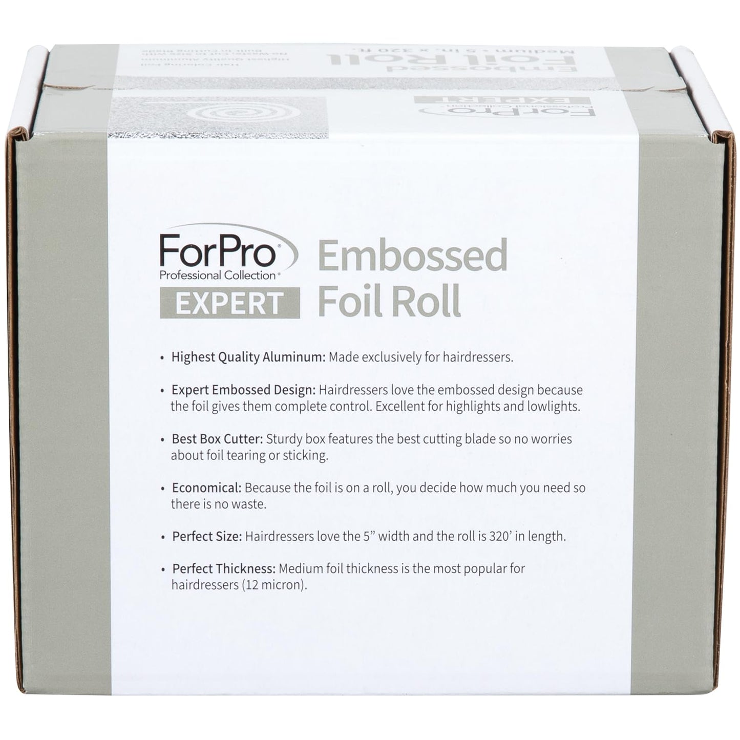 ForPro Expert Embossed Aluminum Foil Roll 320 Ft – Professional Hair Foils for Color, Highlights & Balayage, Medium 5W, Silver