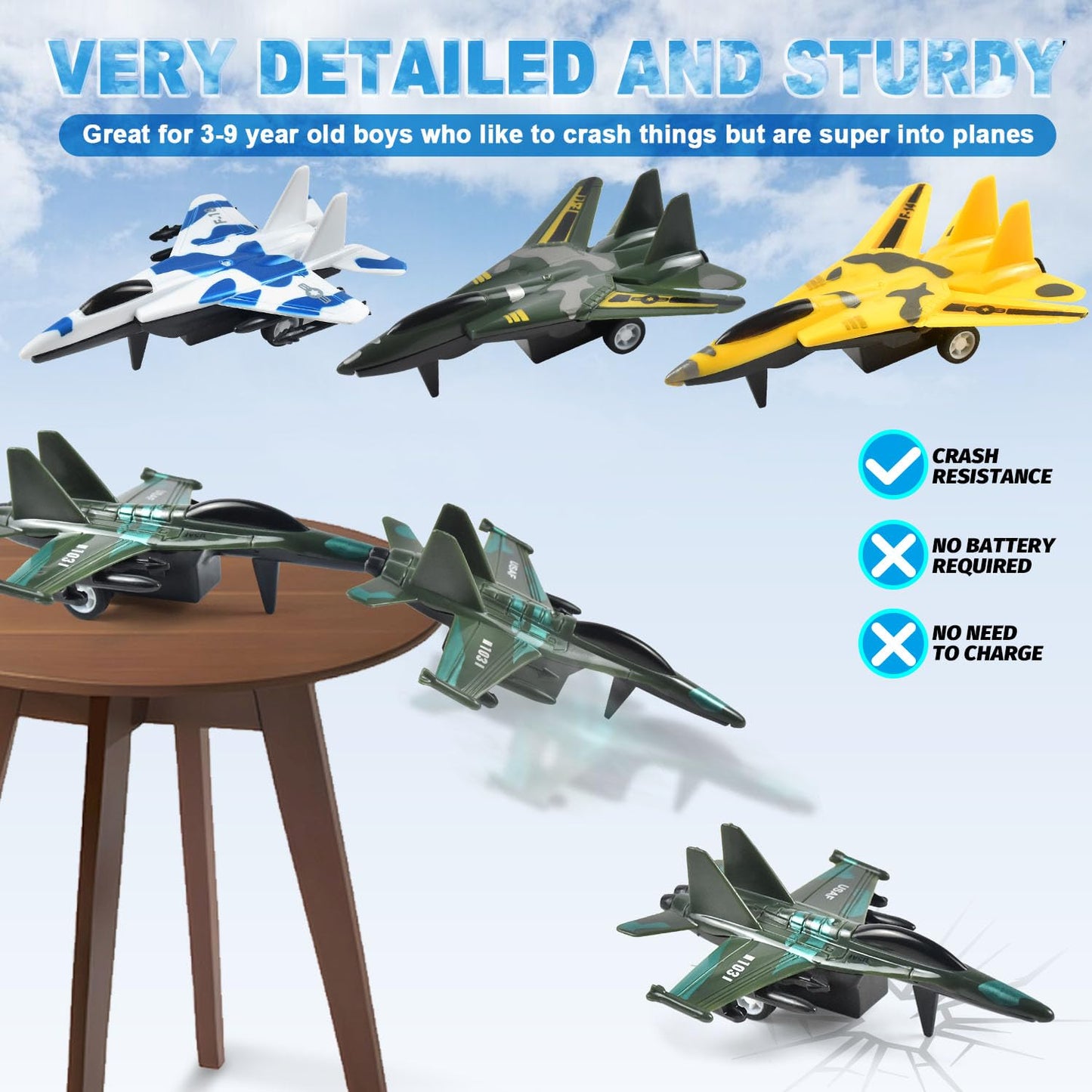 soi-meme 12 Pcs Pull Back Airplane Toys for Toddlers 1-3, Boys Plane Playset,FighterToys, Gifts for Toddler Kids 1+ Years Old, Kids Presents Toys