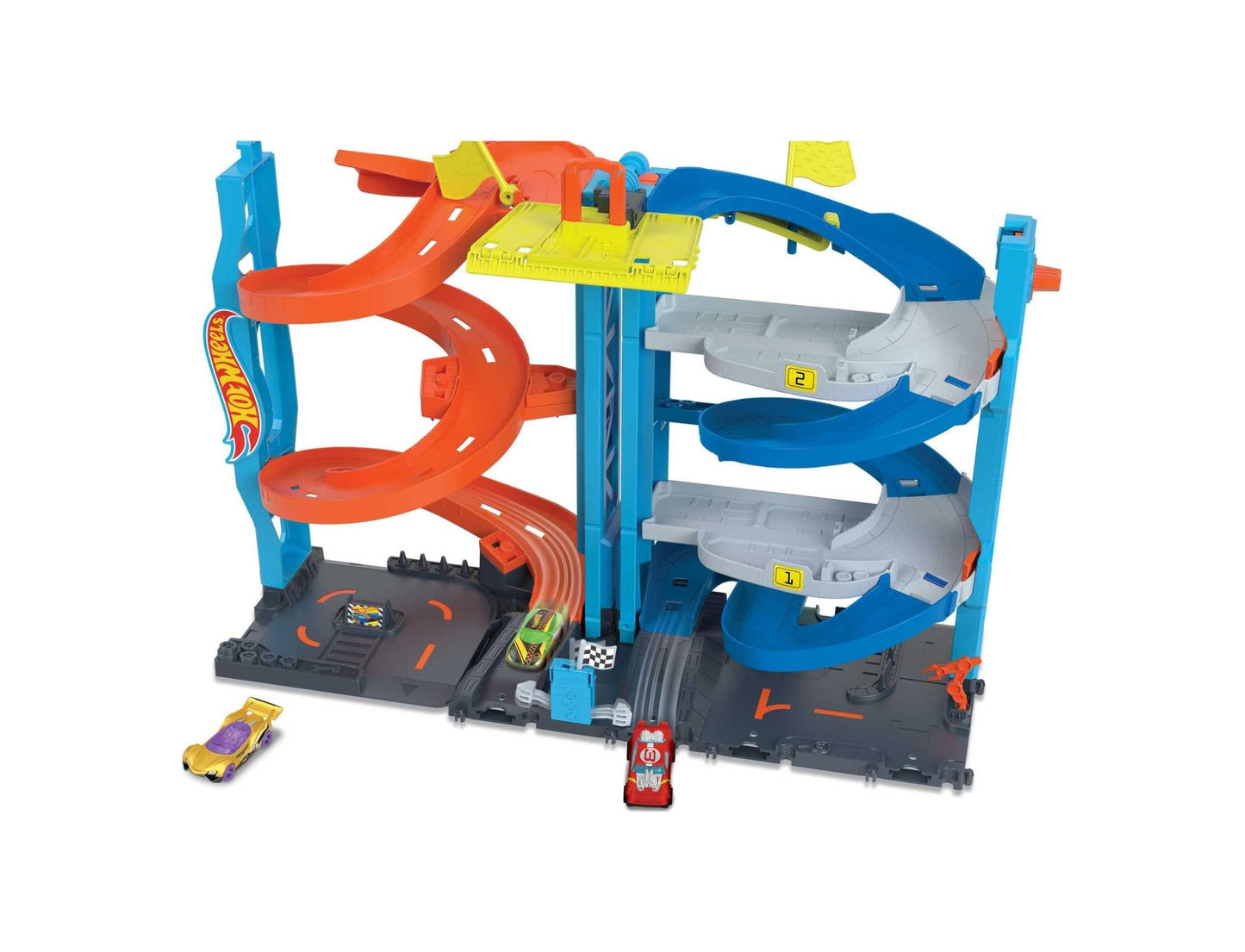 Hot Wheels City Toy Car Track Set, Transforming Race Tower, Single to Dual-Mode Racing, with 1:64 Scale Vehicle, 2 Ways to Play