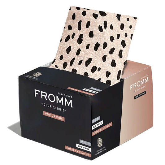 Fromm Embossed Pop-Up Cheetah Print Hair Foils – 500 Precut 5"x11" Sheets for Highlighting, Advanced Coloring & Salon Professionals