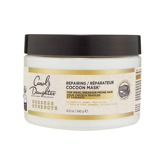 Carol's Daughter Goddess Strength Repairing Cocoon Hydrating Hair Mask for Waves, Coils and Curls, Hair Treatment With Castor Oil, 12 Oz