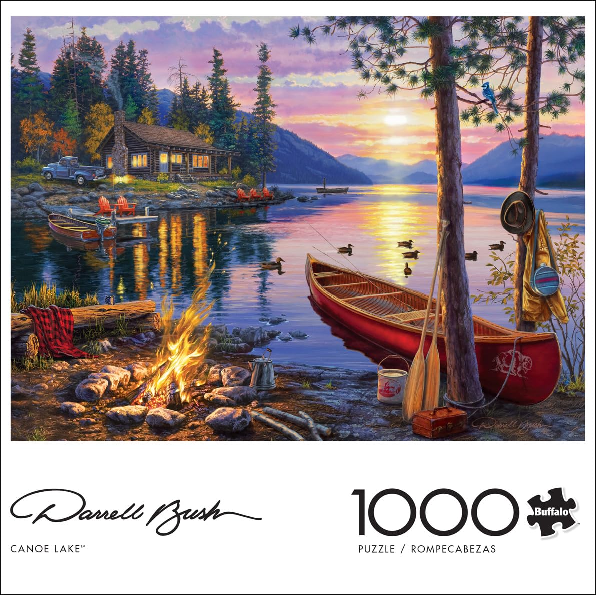 Buffalo Games Darrell Bush Canoe Lake – 1000-Piece Jigsaw Puzzle for Adults, Challenging Puzzle for Game Nights, 26.75"x19.75" Finished Size