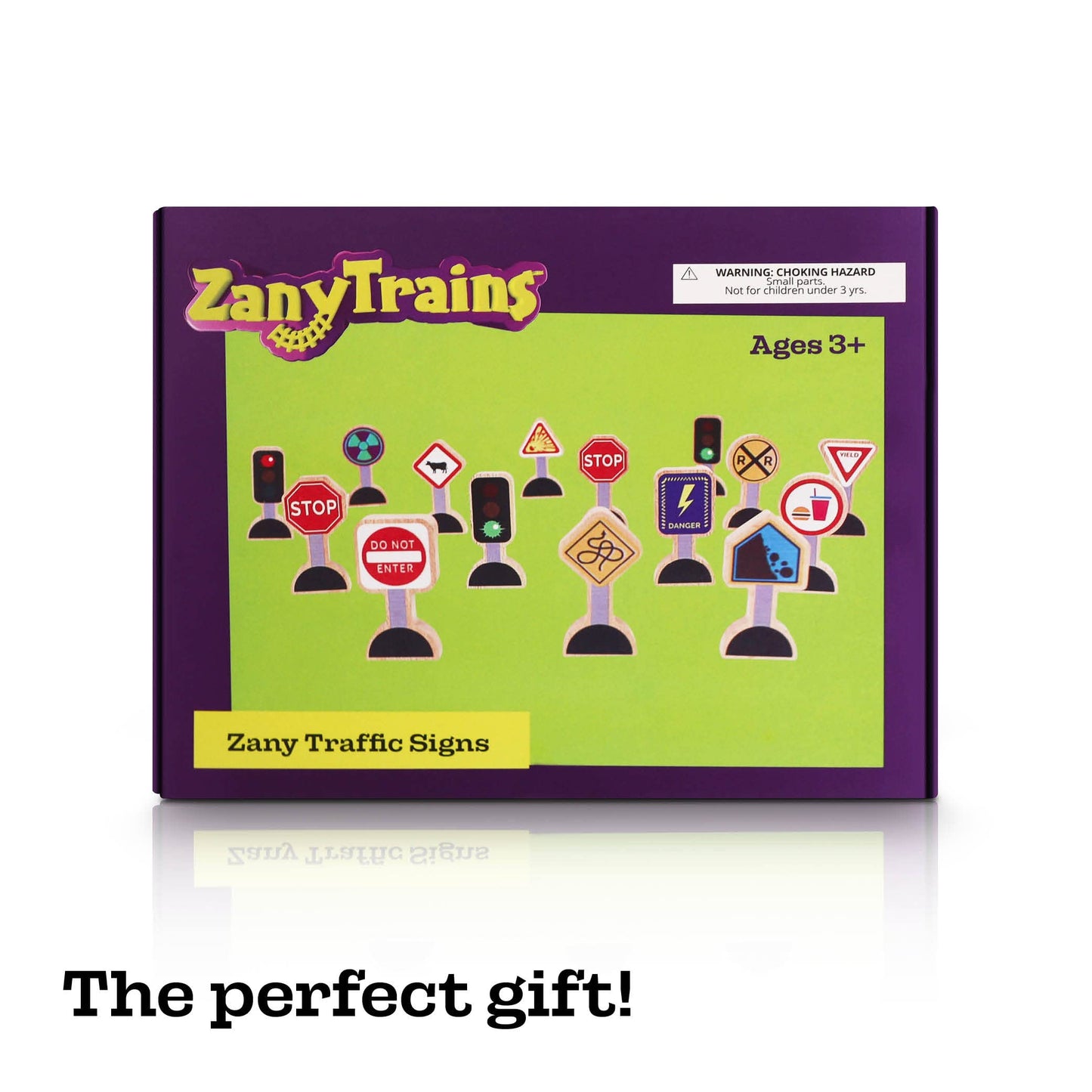 15-Piece Wooden Traffic Signs for Kids – Play Mats, Toy Cars & Trains, Educational Road Signs, Zany Trains Series 2