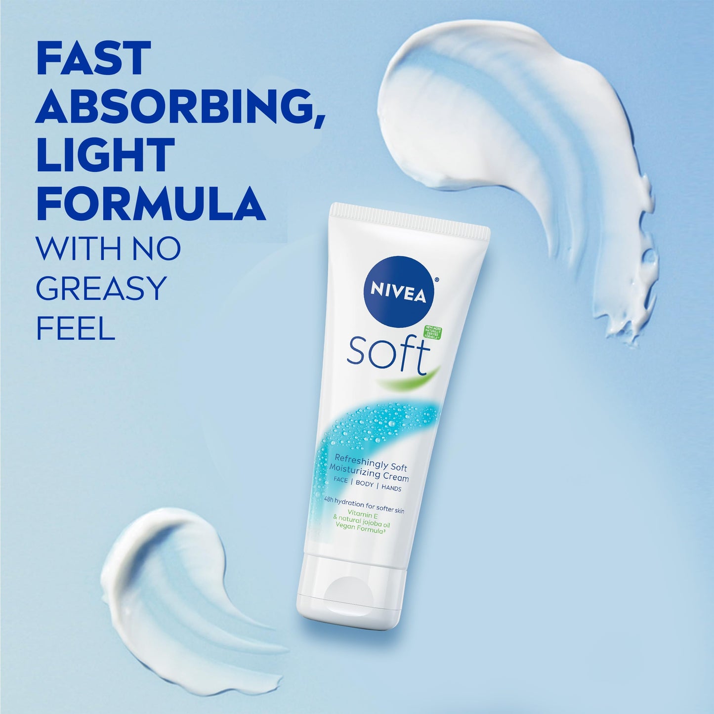 NIVEA Soft Moisturizing Cream 2.6oz, Lightweight Face, Body & Hand Cream with Jojoba Oil & Vitamin E, Pack of 3