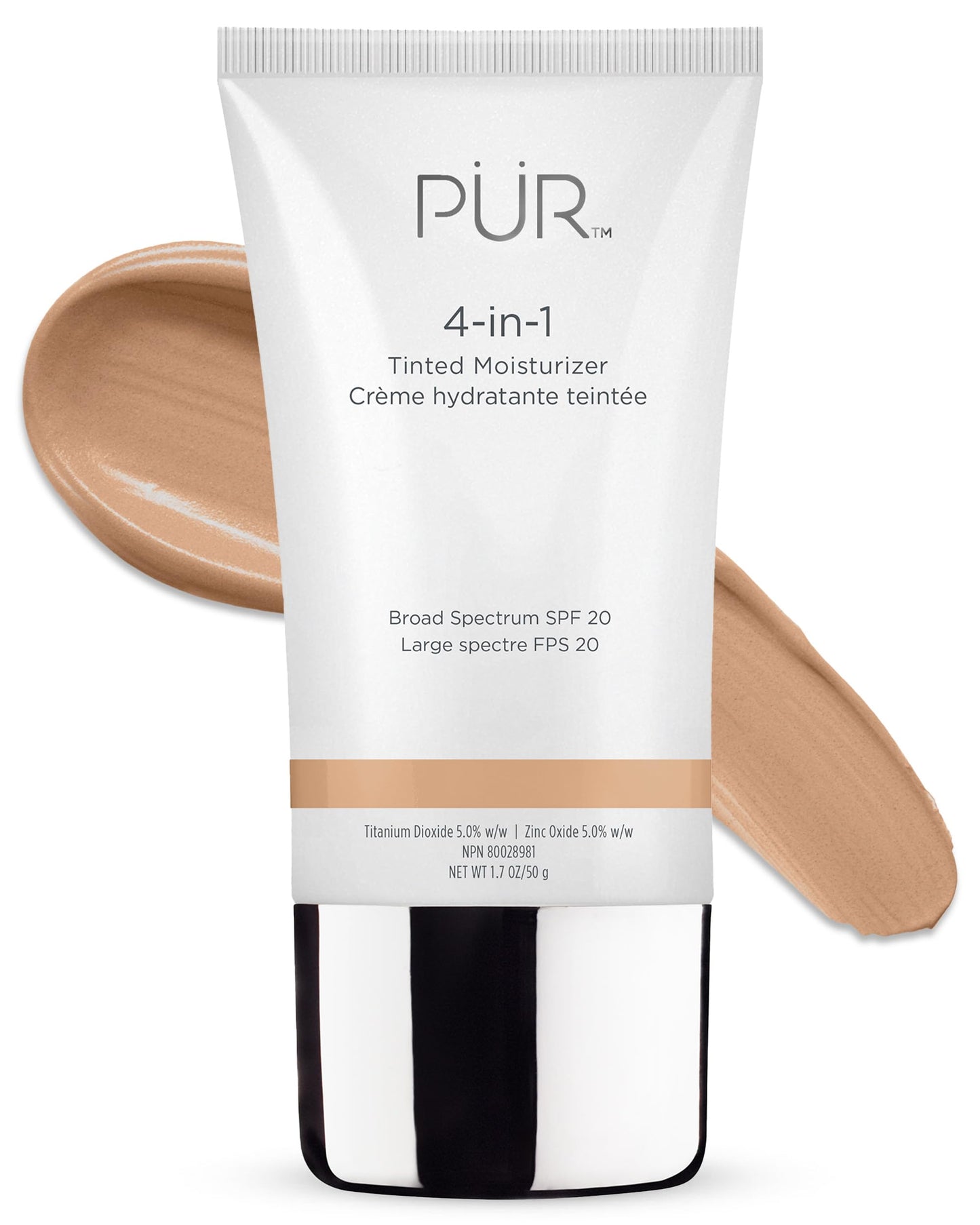 PÜR MINERALS 4-in-1 Tinted Moisturizer with SPF 20 - Hydrating Skin Tint Face Moisturizer, Primer & Foundation with Shea Butter, Aloe Vera & Vitamin B3 - Vegan Friendly, Paraben Free (Light)