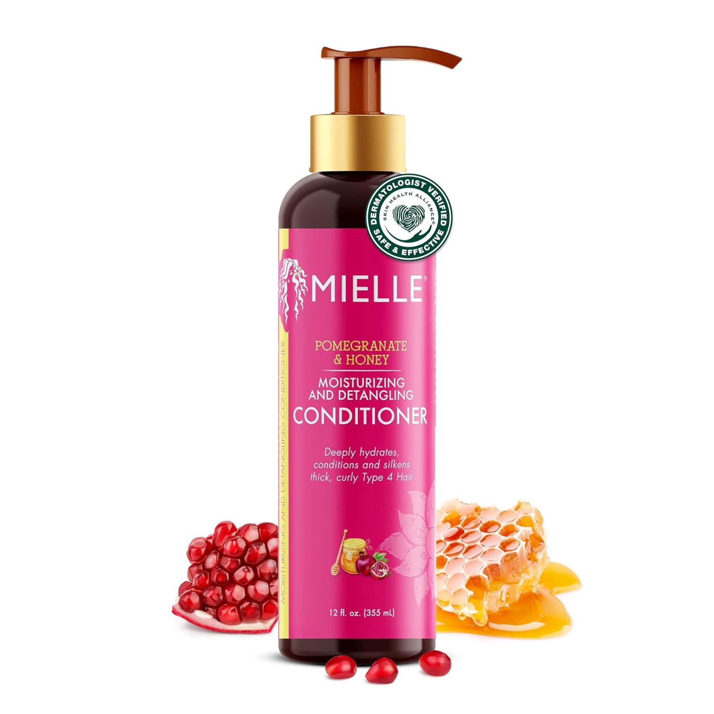 Mielle Organics Pomegranate & Honey Detangling Conditioner – Deep Moisturizing Formula for Curly Hair, Strengthens, Hydrates & Prevents Breakage, 12 Fl Oz