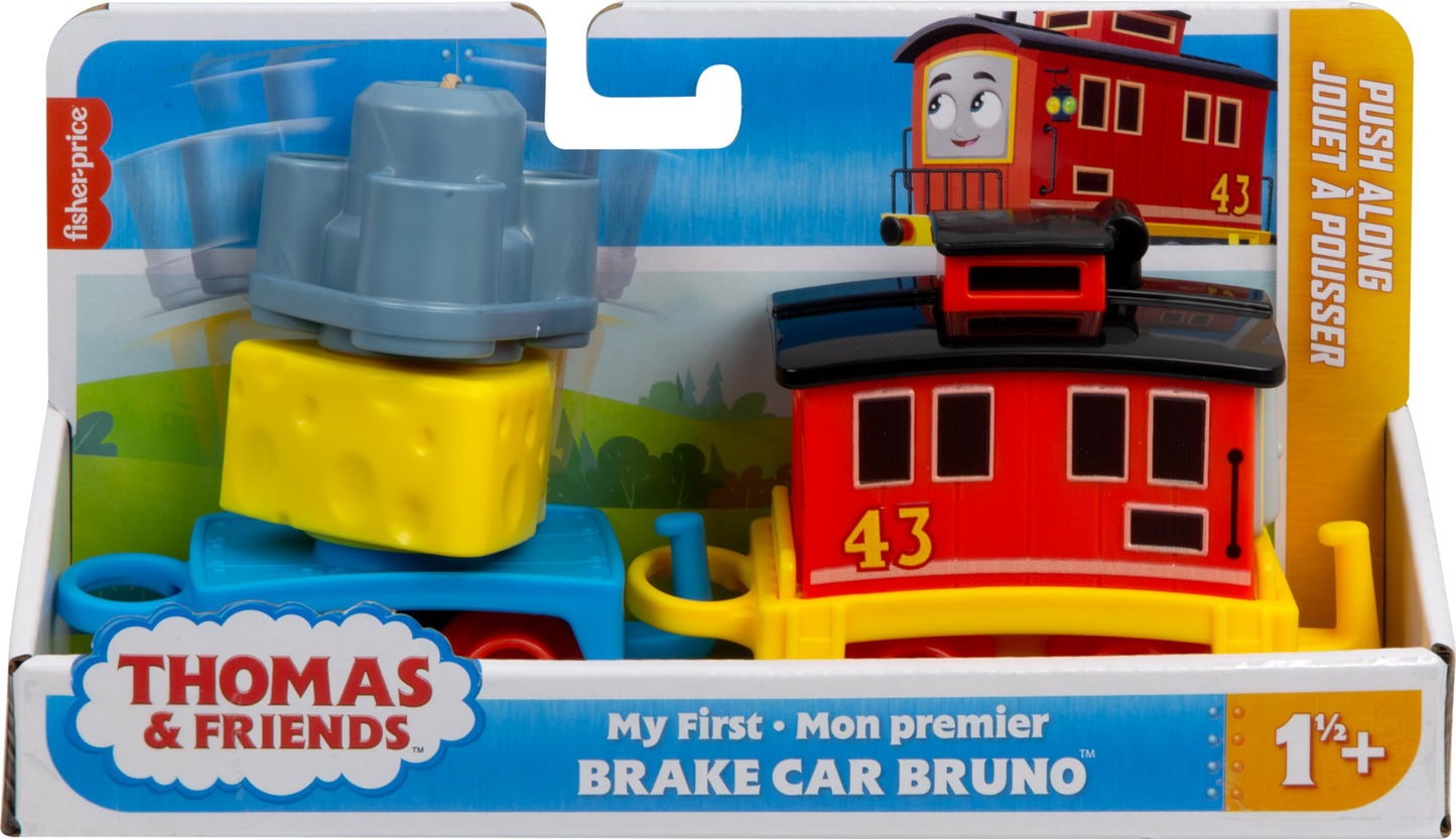 Thomas & Friends Toddler Toy My First Brake Car Bruno Push-Along Vehicle with Stacking Cargo for Preschool Kids Ages 18+ Months