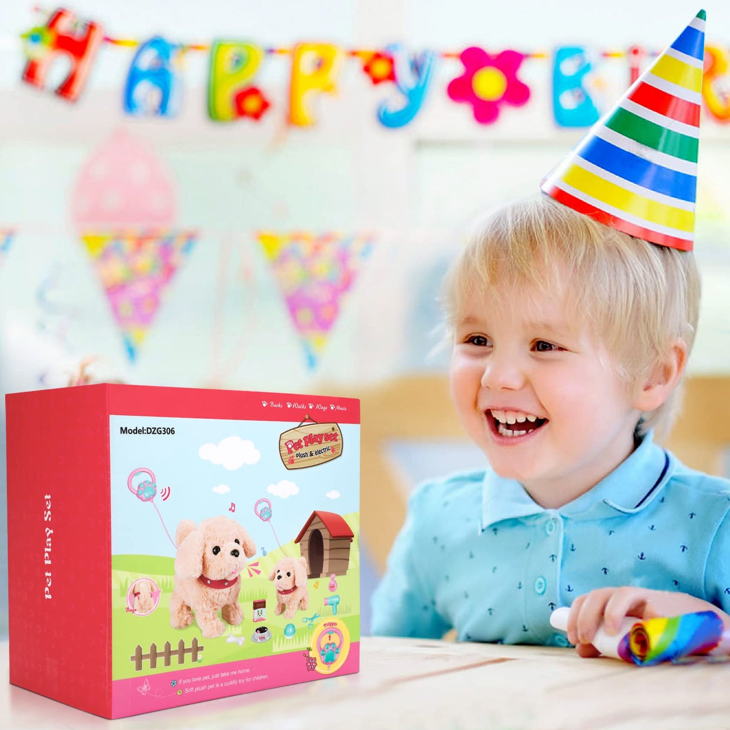 Koonie Talking Plush Golden Retriever Puppy - Repeats What You Say, Barks and Walks - Electronic Interactive Stuffed Dog for Kids