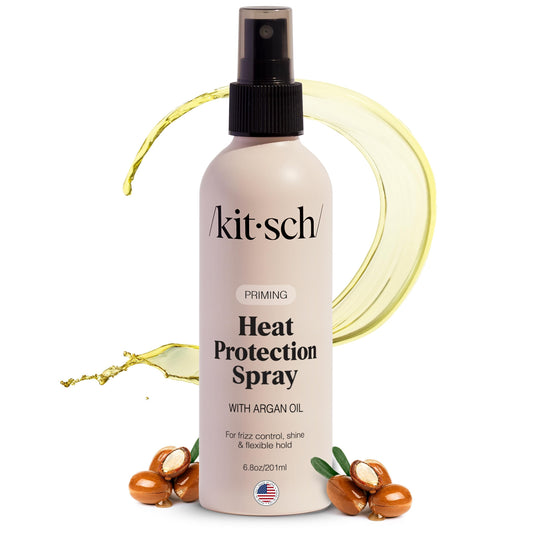 Kitsch Heat Protectant Spray for Hair with Argan Oil – Shields Up to 450°F – Fights Frizz, Adds Shine & Prevents Damage – 6.8 fl oz