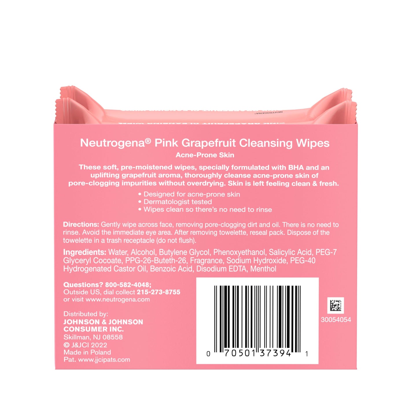 Neutrogena Makeup Remover Cleansing Towelettes, Pink Grapefruit, 25 Count, Twin Pack