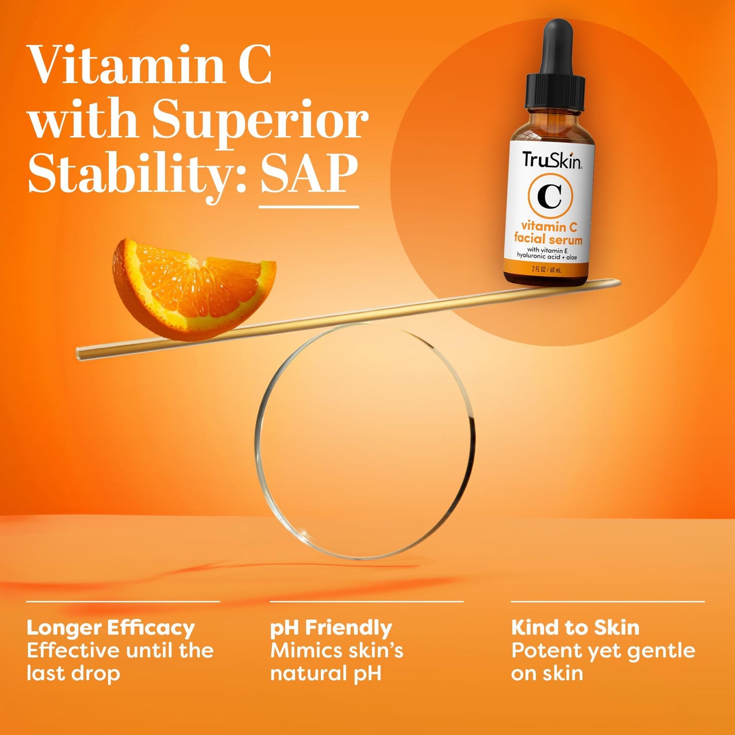 TruSkin Vitamin C Serum – Anti-Aging Face Serum with Vitamin C, Hyaluronic Acid & Vitamin E – Brightens, Fades Dark Spots, Smooths Skin, 2oz