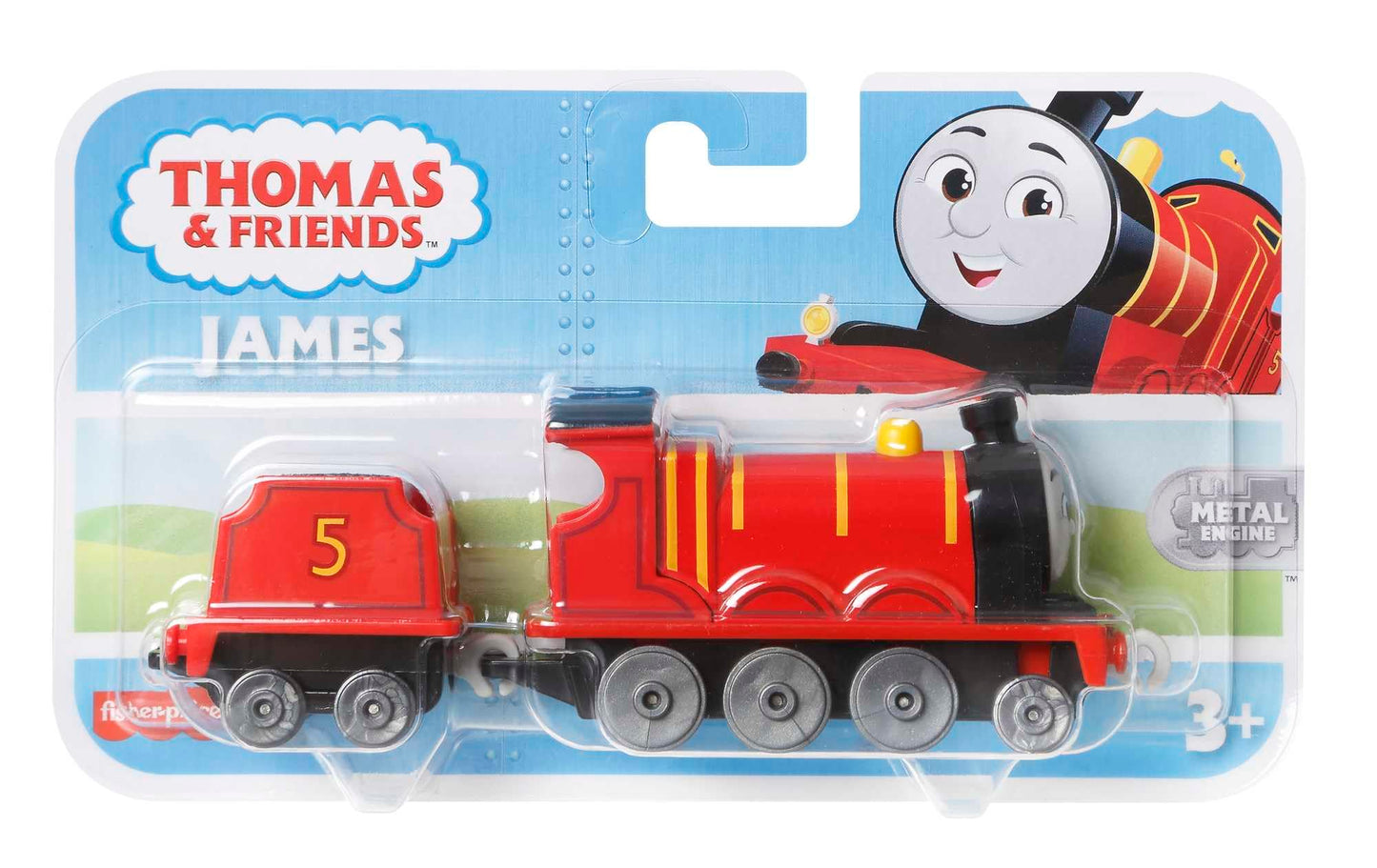 Thomas & Friends Fisher-Price die-cast Push-Along James Toy Train Engine for Preschool Kids Ages 3+