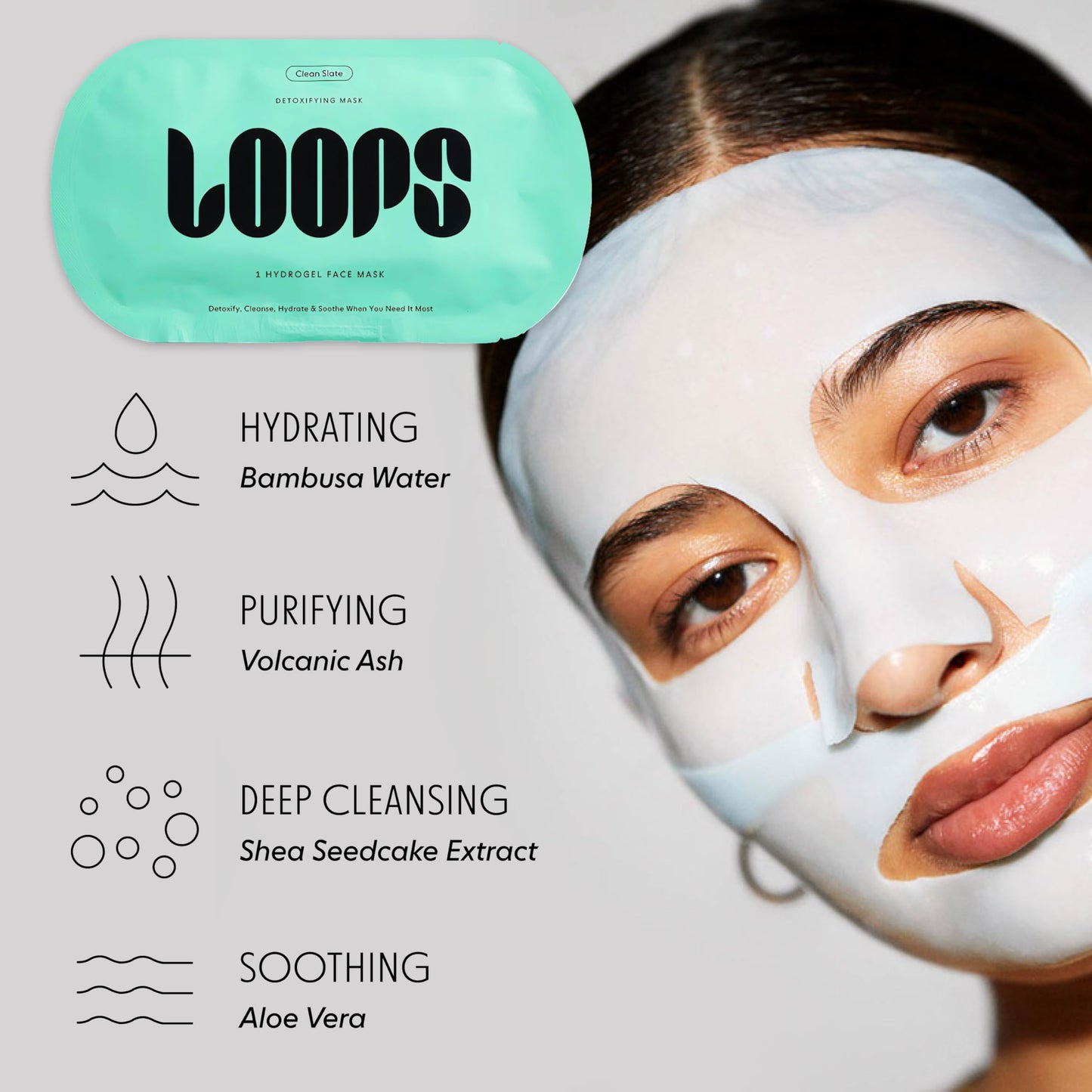 LOOPS Variety Hydrogel Face Mask Kit - 5 Korean Masks for Brightening, Detox, Repair, Glow & Rejuvenation - Women’s Skincare Gift