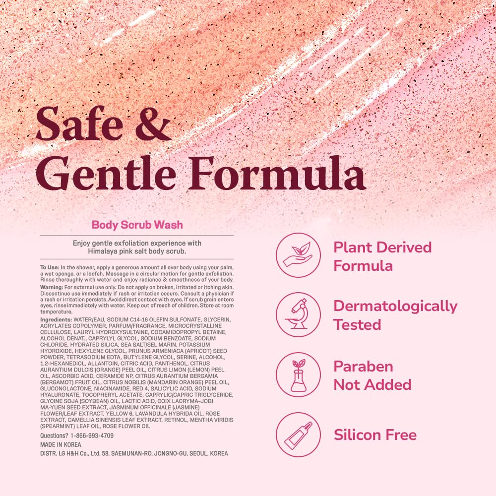 HIMALAYA Pink Salt Daily Scrub & Body Wash – Exfoliating Dead Sea & Himalayan Salt, Retinol & Hyaluronic Acid Moisturizing Shower Gel, 21.1oz