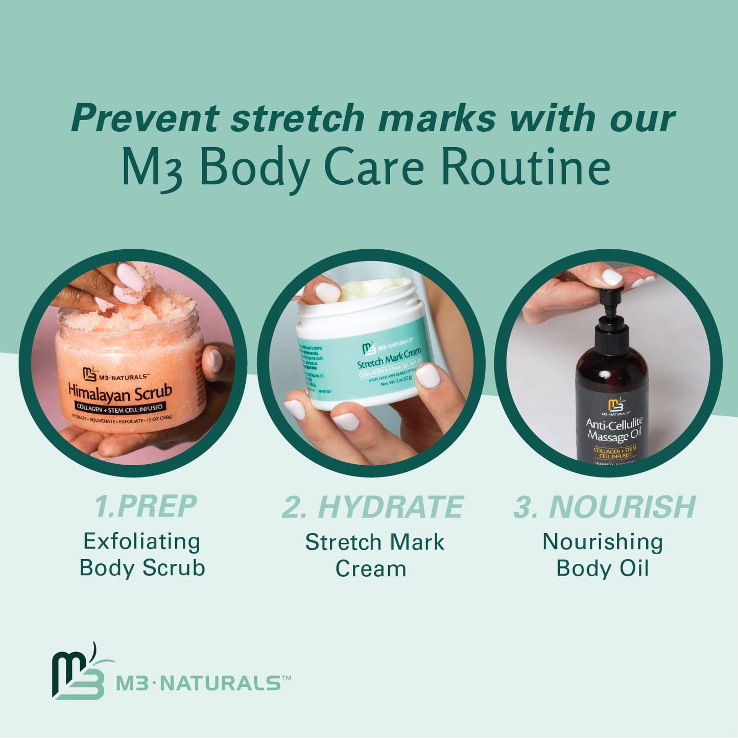 M3 Naturals Stretch Mark Cream with Collagen & Stem Cells – Green Tea & Raspberry Ketones Scar Remover & Maternity Skin Oil, 2oz