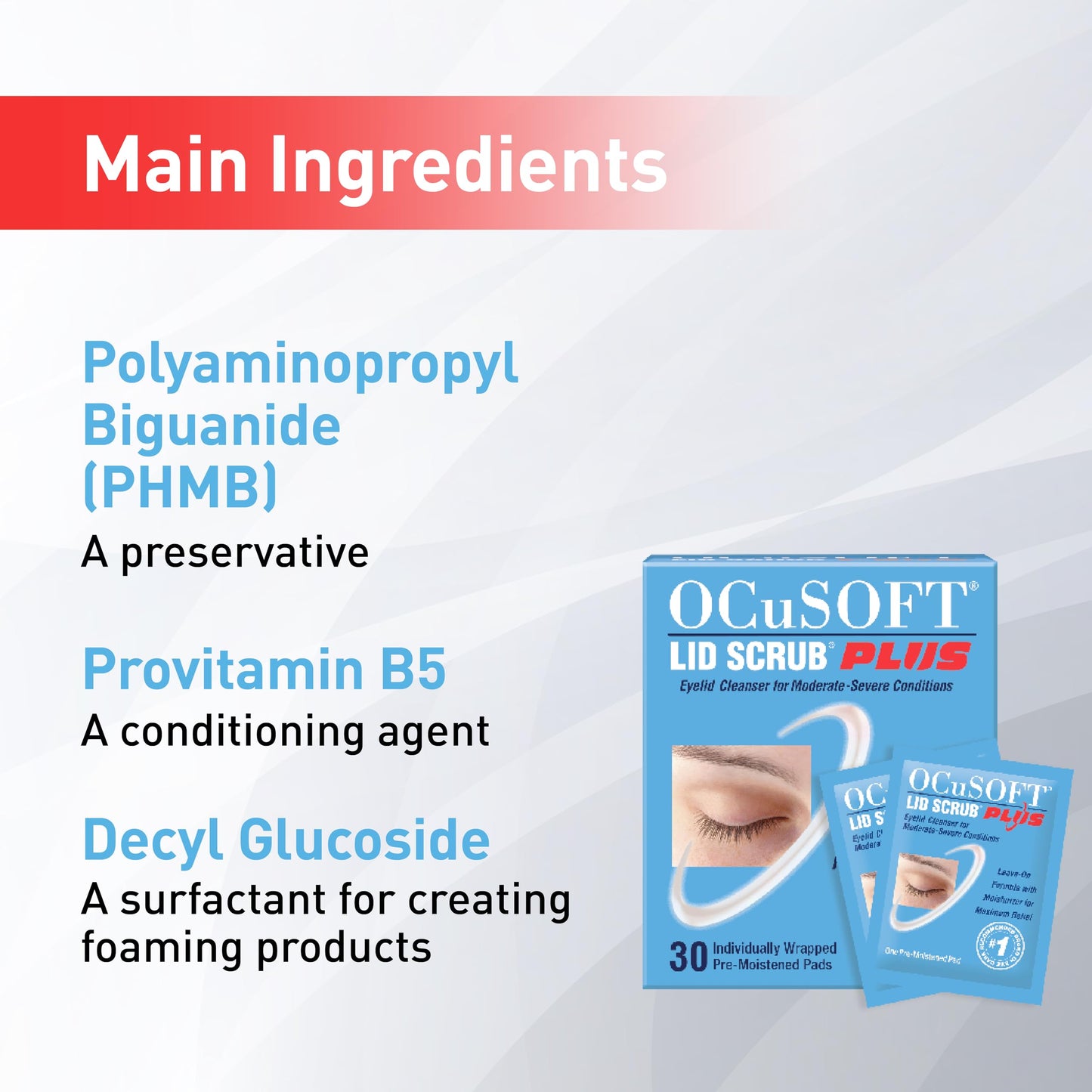 OCuSOFT Lid Scrub PLUS 35 Pre-Moistened Eyelid Wipes for Moderate to Severe Conditions, Moisturizing Cleanser, 35 Count