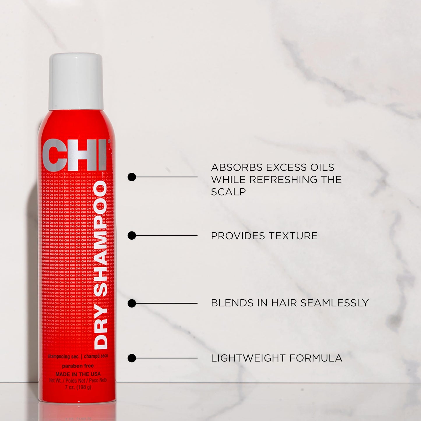 CHI Dry Shampoo, Lightweight Formula To Clean & Revitalize Hair, Sulfate & Paraben-Free, 7 Oz