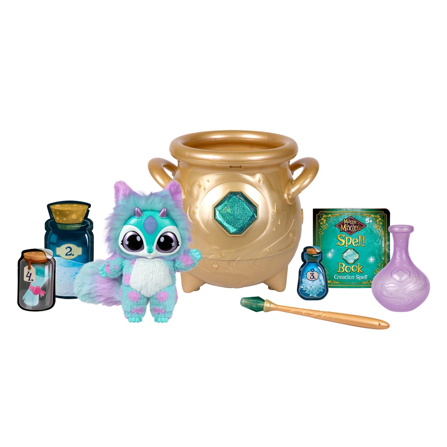 Magic Mixies Gold Cauldron with 8" Plush – Add Magic Ingredients & Follow Spell Book to Reveal Who You Magically Create