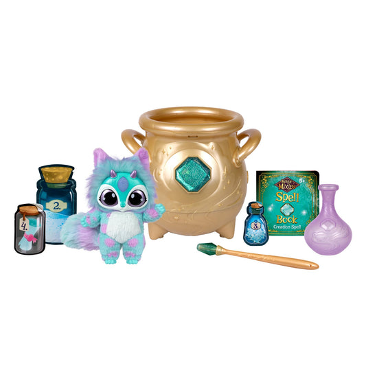 Magic Mixies Gold Cauldron with 8" Plush – Add Magic Ingredients & Follow Spell Book to Reveal Who You Magically Create