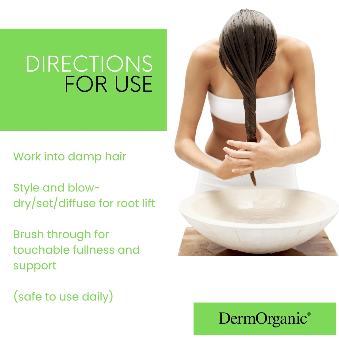 DermOrganic Volume Foam Mousse Firm Hold - Root Lift, Curl Support, Thicker Hairstyles, Alcohol-Free, 5.1 oz