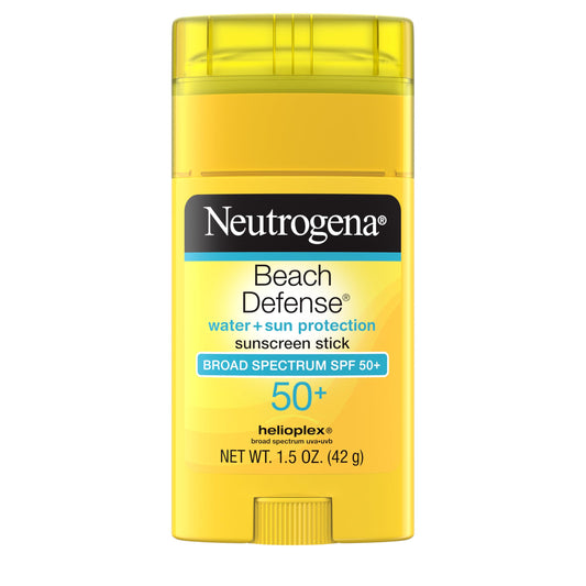 Neutrogena Beach Defense SPF 50 Sunscreen Stick – Broad Spectrum, Water-Resistant, Non-Greasy, Travel Size 1.5 oz for Face & Body