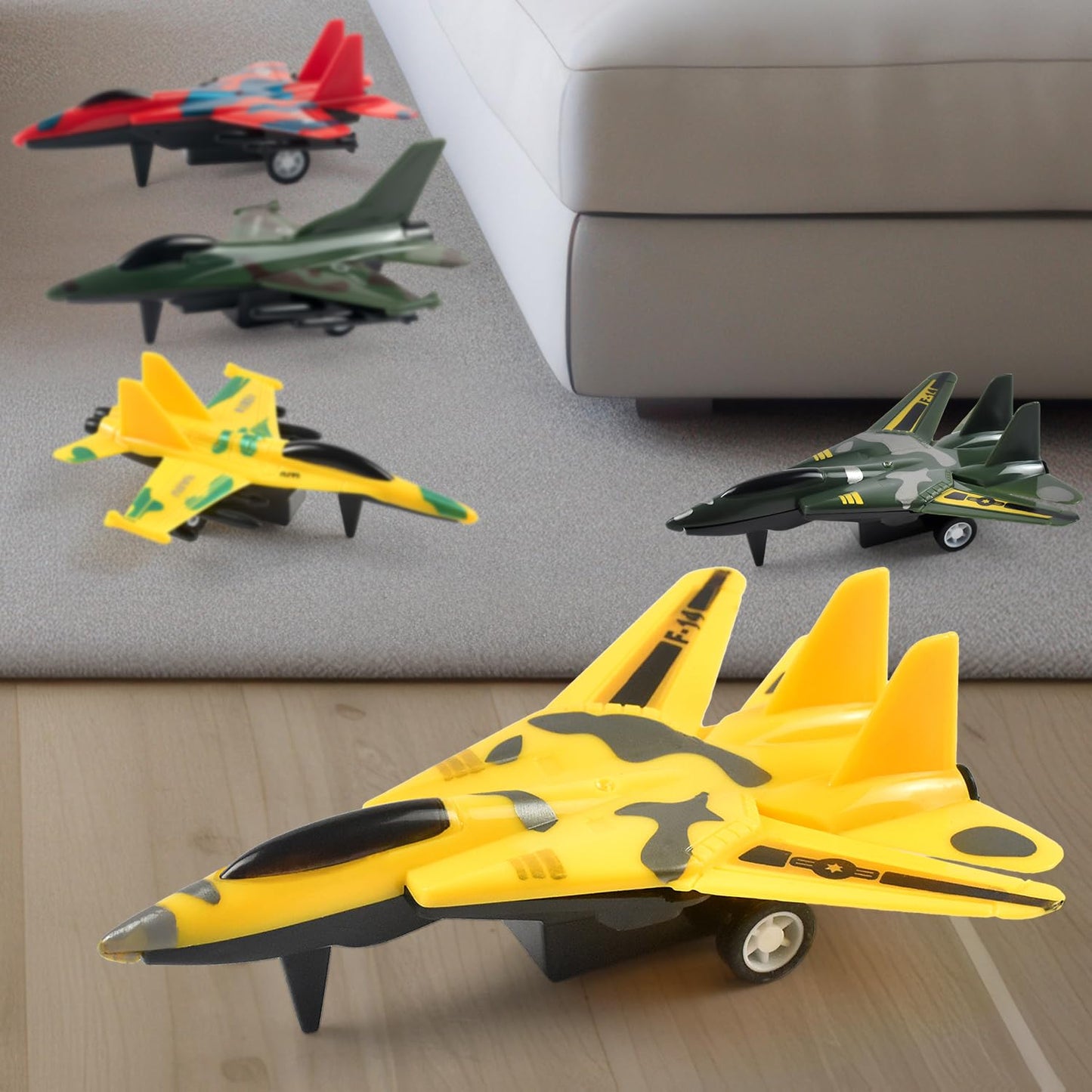 BOOJALOO 12-Pack Pull Back Airplane Toys | Fighter Jets Playset, Plane Party Favors & Kids Gifts for Boys 3+