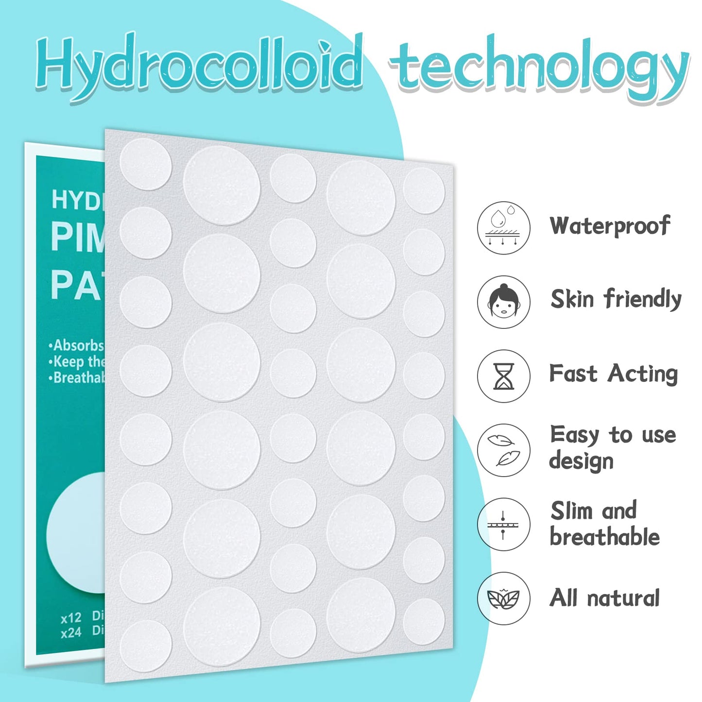 180 Hydrocolloid Pimple Patches for Face – Invisible Acne Spot & Blemish Treatment Stickers, Covers & Protects Breakouts