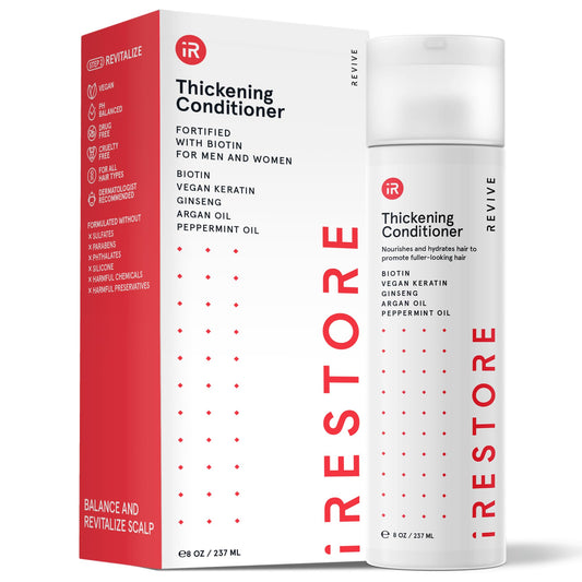 iRESTORE Biotin Hair Conditioner for Dry, Damaged & Thinning Hair – Volumizing & Thickening Formula with Ginseng & Argan Oil, Boosts Growth & Shine