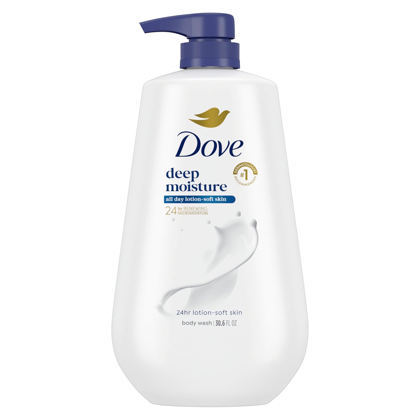 Dove Body Wash Deep Moisture for 24hr Lotion-Soft Skin Moisture Moisturizing Skin Cleanser with No Sulfates No Parabens 30.6 oz